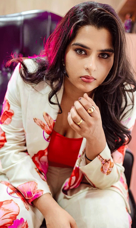 Kavya Kalyanram Stuns in Elegant Black and Red Look in Latest Shoot