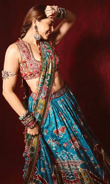Sharvari Looks Stunning in a Peacock Blue Lehenga for Navratri