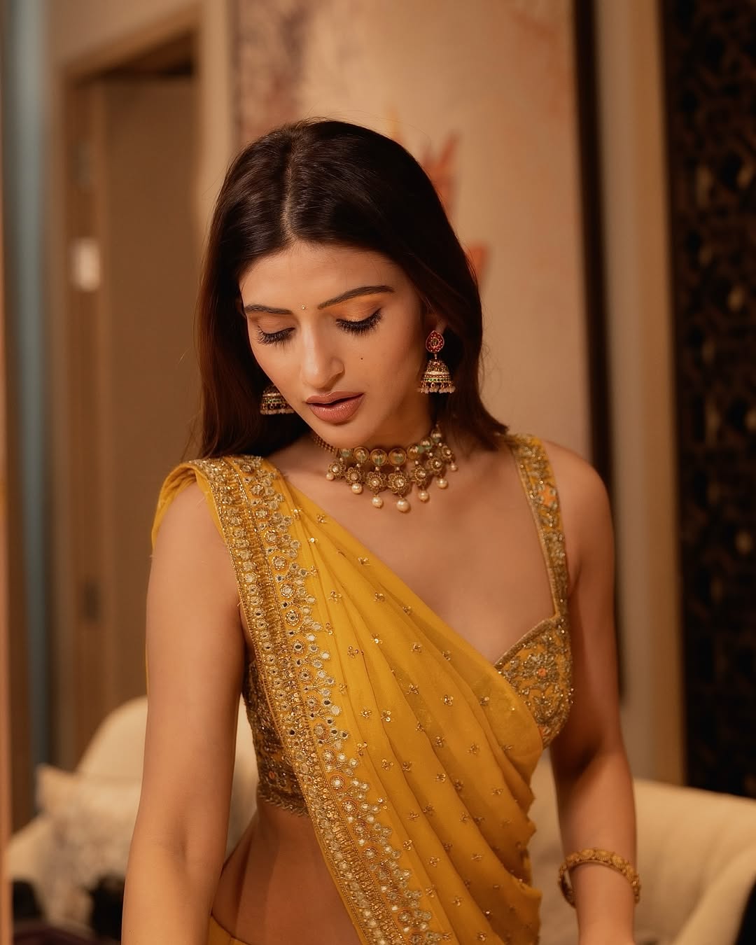 Sreeleela Radiates Timeless Elegance in a Traditional Yellow Saree