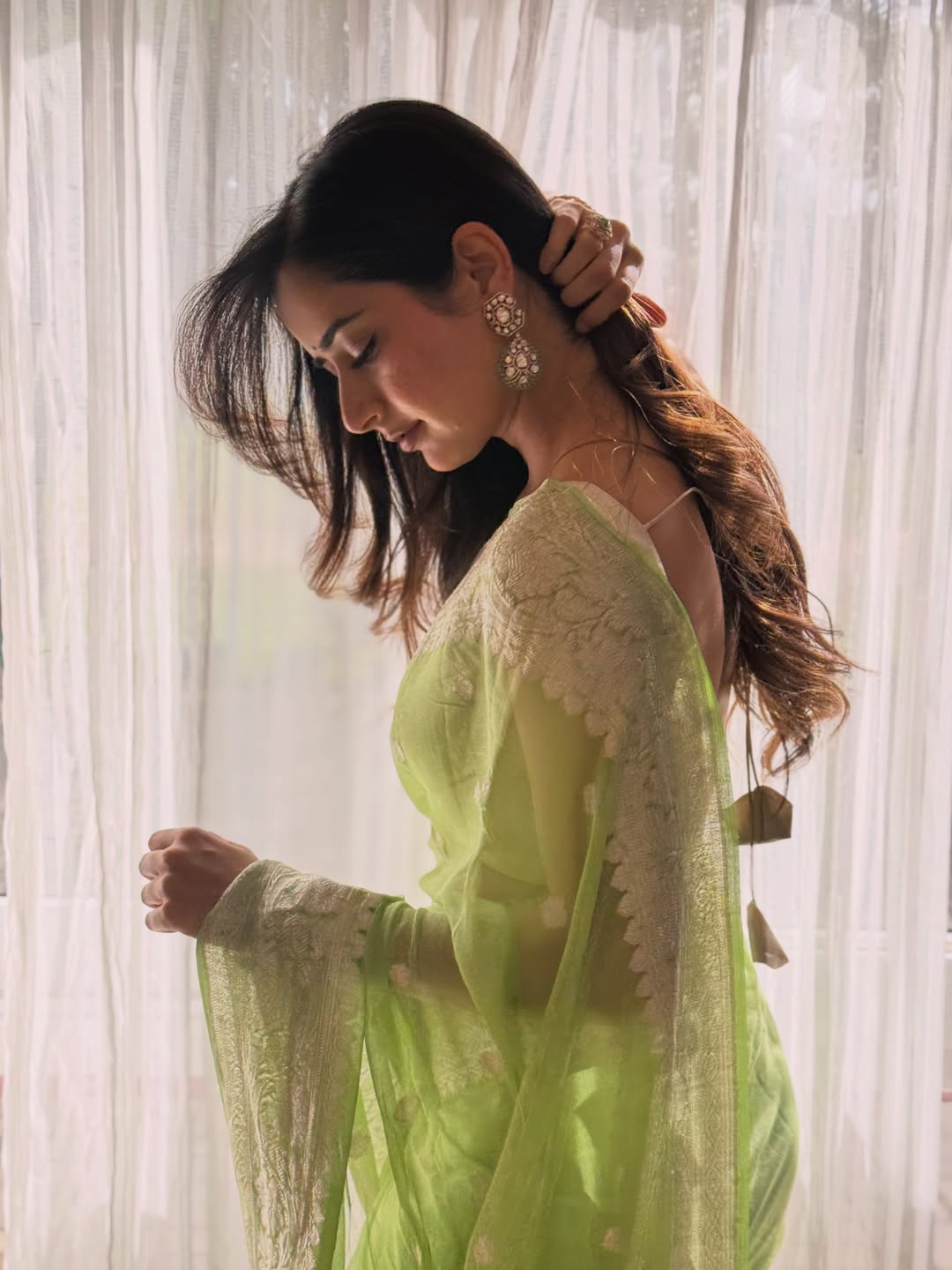 Ashika Ranganath Celebrates Vijayadashami in an Elegant Green Saree
