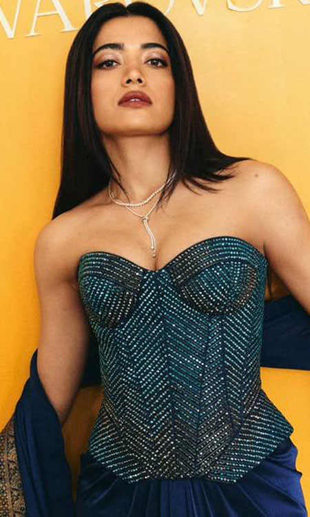 Rashmika Mandannas Regal Blue Couture Look