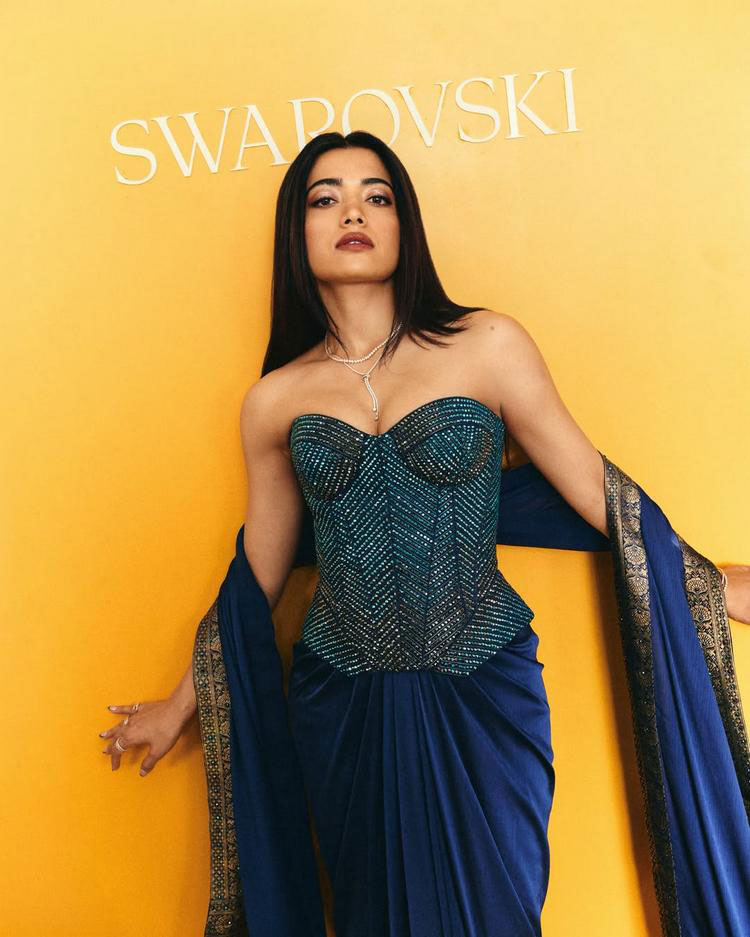 Rashmika Mandannas Regal Blue Couture Look