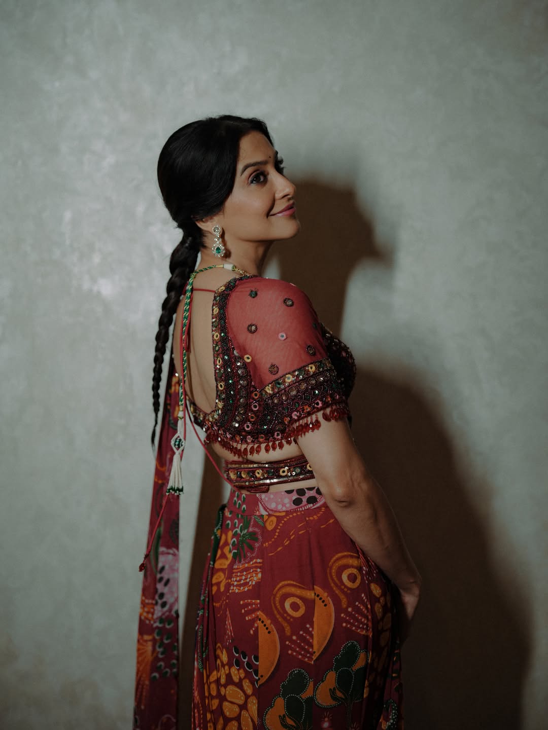 Regena Cassandra stuns in a rich red saree for kalyan navratri 2026