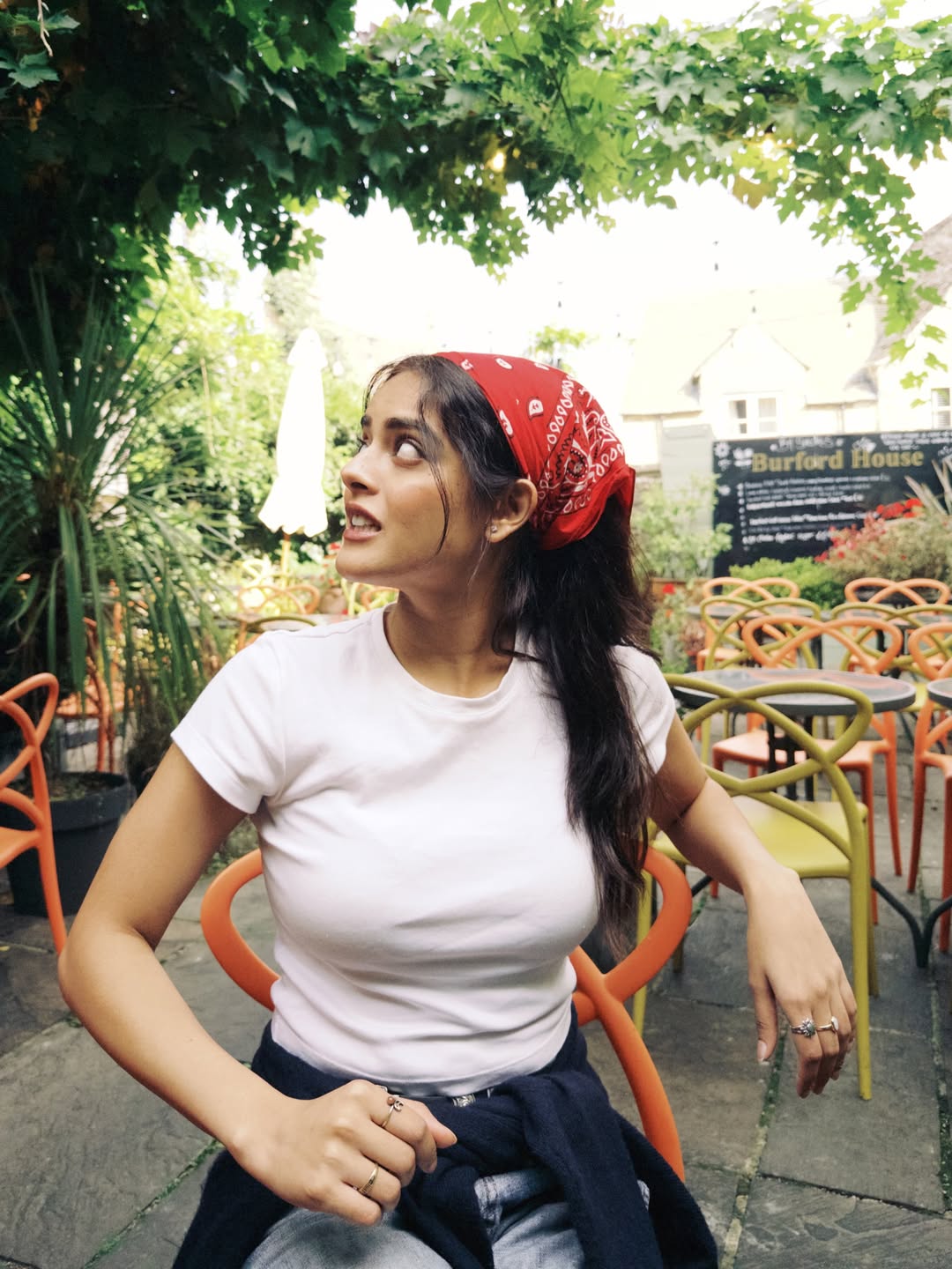 Riddhi Kumar enjoys a relaxed countryside day in a casual white tee
