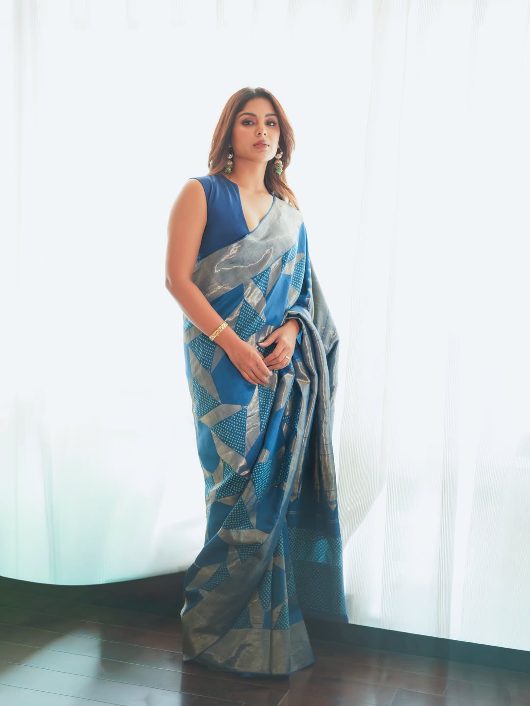Samyuktha Menon Radiates Elegance in a Royal Blue Silk Saree