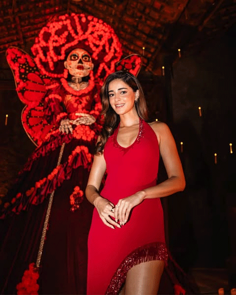 Ananya Panday Stuns in a Chic Red Halter Dress