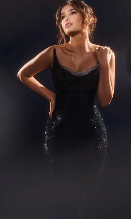 Rasha Thadani’s Black Gown Look Blends Elegance With Bold Style
