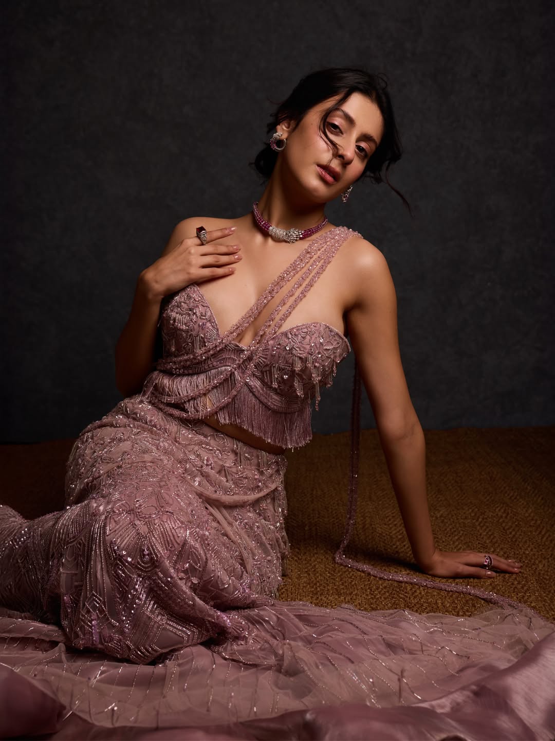 Isha Malviya Stuns in a Dusty Pink Beaded Outfit
