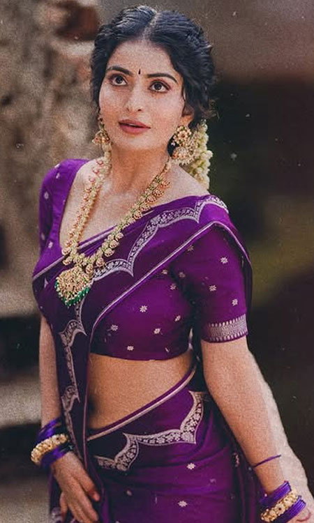 Ananya Nagalla Wears Classic Purple Saree