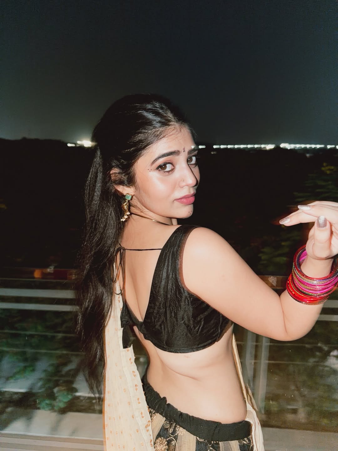 Bandhavi Sridhar Stuns in a Traditional Black and Gold Ethnic Look