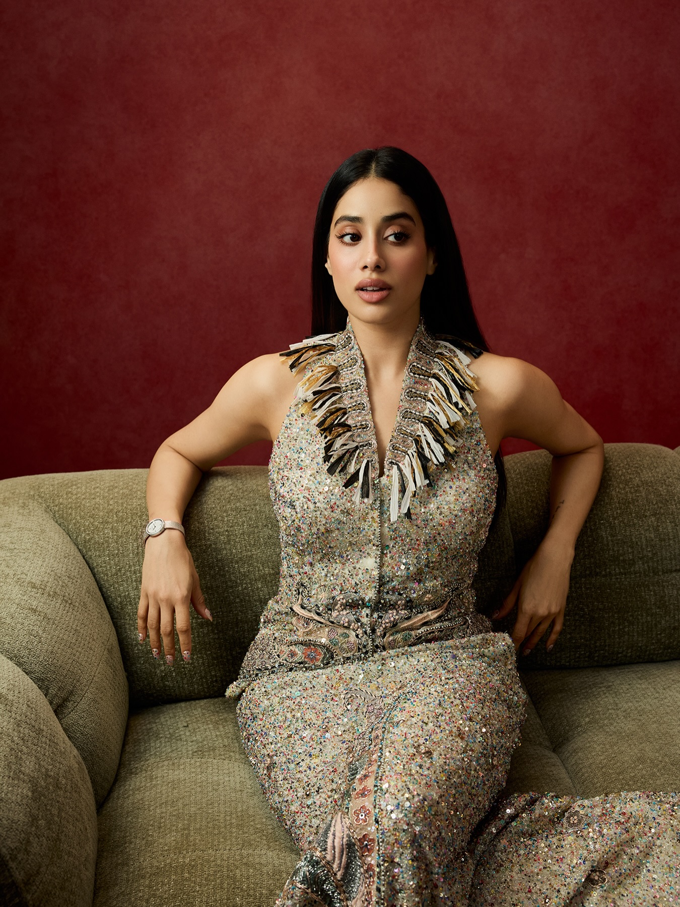 Janhvi Kapoor Stuns in a Shimmering Sequin Gown for Festive Glamour