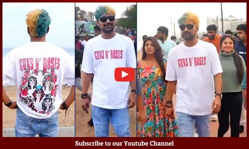 Varun Sandesh Viraaji Movie Team at Vizag Beach Road | Varun Sandesh Latest New Look | Tupaki