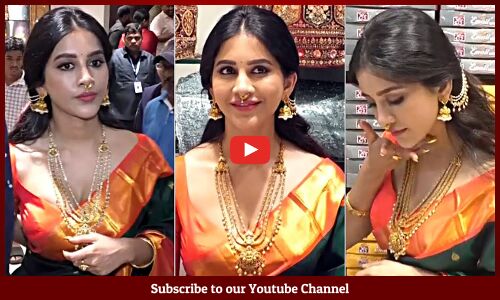 Actress Nabha Natesh Looking Very Pretty Saree @ CMR Shopping Mall In Rajahmundry | Tupaki