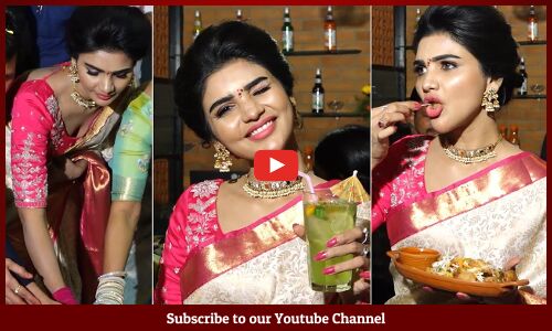 Jabardasth Varsha Gorgeous Looks in Saree @ Grand Opening by Pakashastra Restaurant at Manikonda