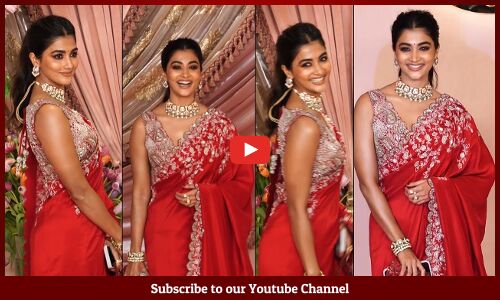 బుట్టబొమ్మ😍: Pooja Hegde Looking Gorgeous In Saree Visuals @ Anant Ambani Radhika Sangeet Ceremony