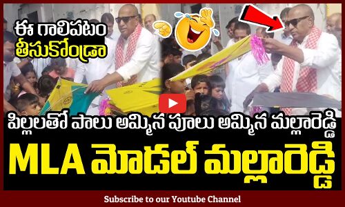 పిల్లలతో పాలు అమ్మిన పూలు అమ్మిన మల్లారెడ్డి : Malla Reddy Distributes Kites To The Children