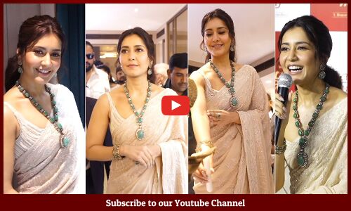 Actress Raashi Khanna STUNNING Looks Visuals @ Grand Opening Mangatrai Neeraj At Banjara Hills