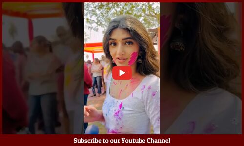 శ్రీలీల అల్లరి పిల్ల- హోలీ  😘❤️: Sreeleela Latest Holi Celebration #ustaadbhagatsingh #ytshorts
