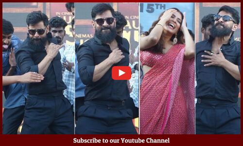 ChiyanVikram & Malavika Mohanan Dance with Students @ Thangalaan Movie Promotions in Vijayawada