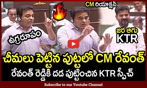 అసెంబ్లీలో కేటీఆర్ ఉగ్రరూపం ఎత్తాడు🔥 : MLA KTR Aggressive Counters To Revanth Reddy In Assembly🔥