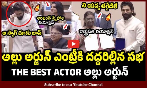 అల్లు అర్జున్ ఎంట్రీకి దద్దరిల్లిన సభ : Allu Arjun Got Best Actor Award For Pushpa Movie
