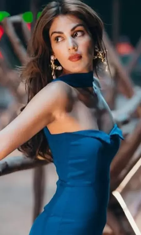 Elegance in Blue: Rhea Chakraborty Stuns with Her Bold Glam Look