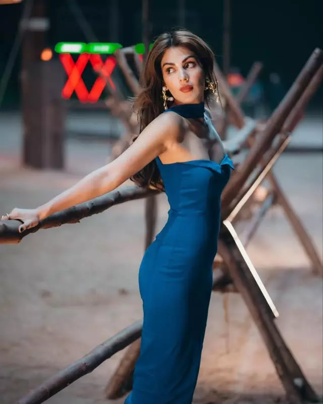 Elegance in Blue: Rhea Chakraborty Stuns with Her Bold Glam Look