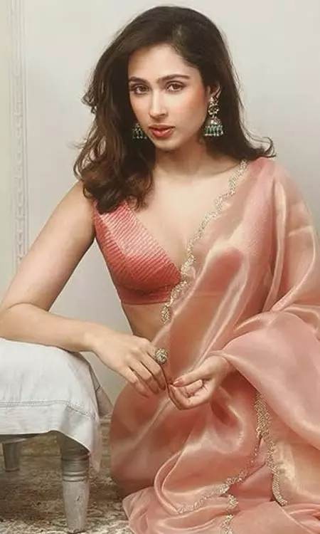 Pashmina Roshan Looks Elegant in Peach Saree at Mid-day Showbiz Awards