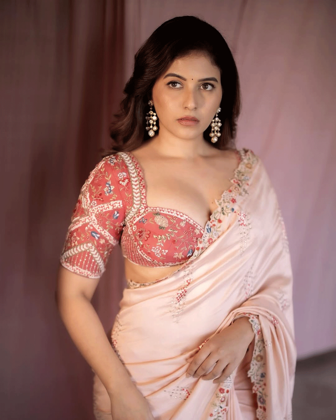 Blush Beauty: Anjali�s Saree Elegance Steals the Show