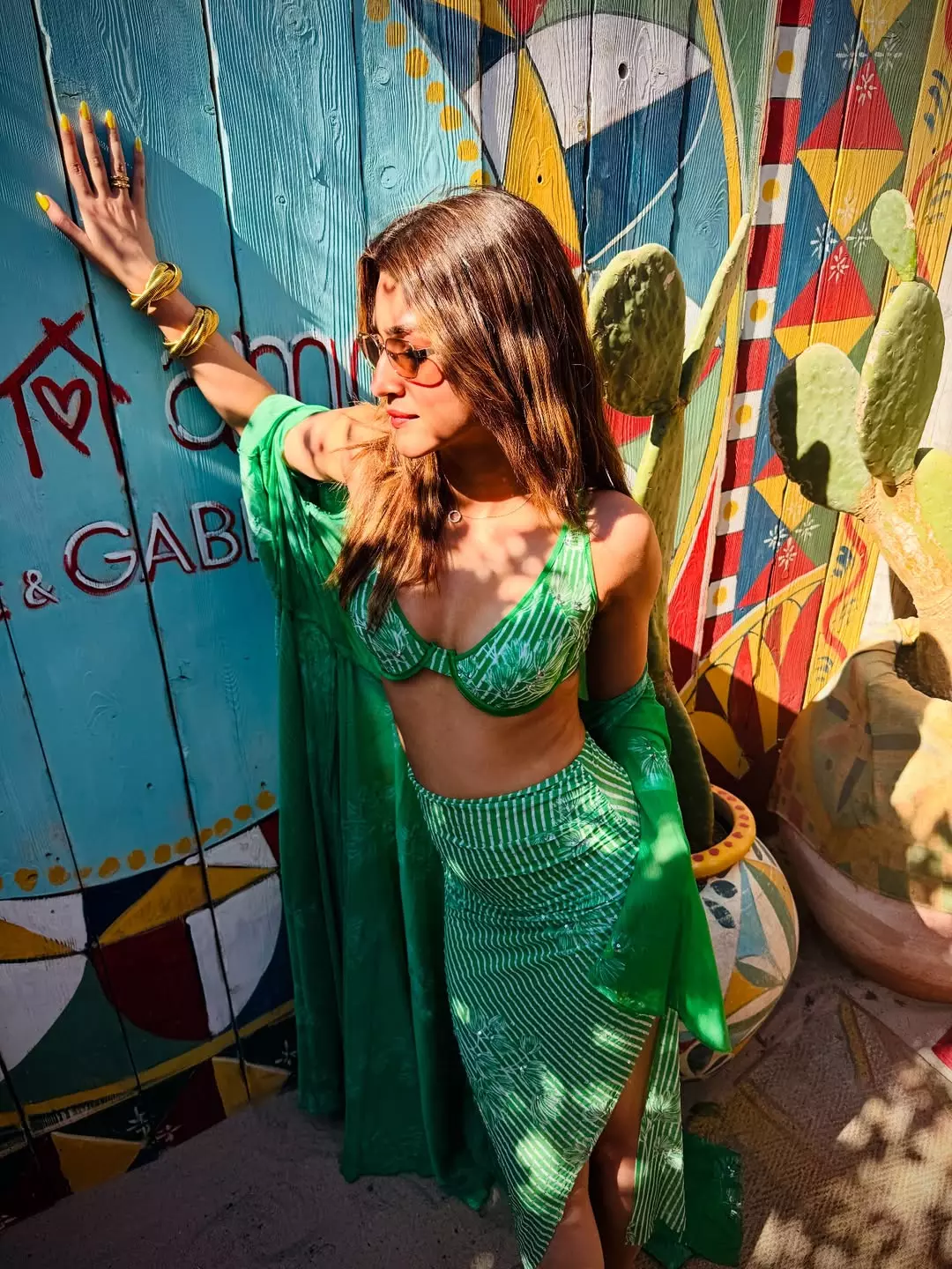 Kriti Sanon Slays Leafy Green Co-ord Set Against Colorful Mural