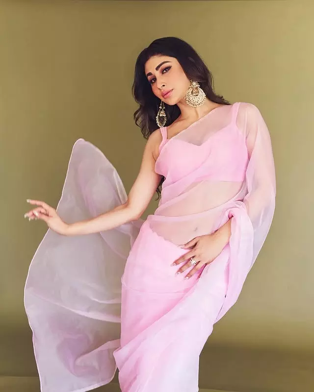 Mouni Roy Shares Pink Saree Pic from Mumbai Shoot