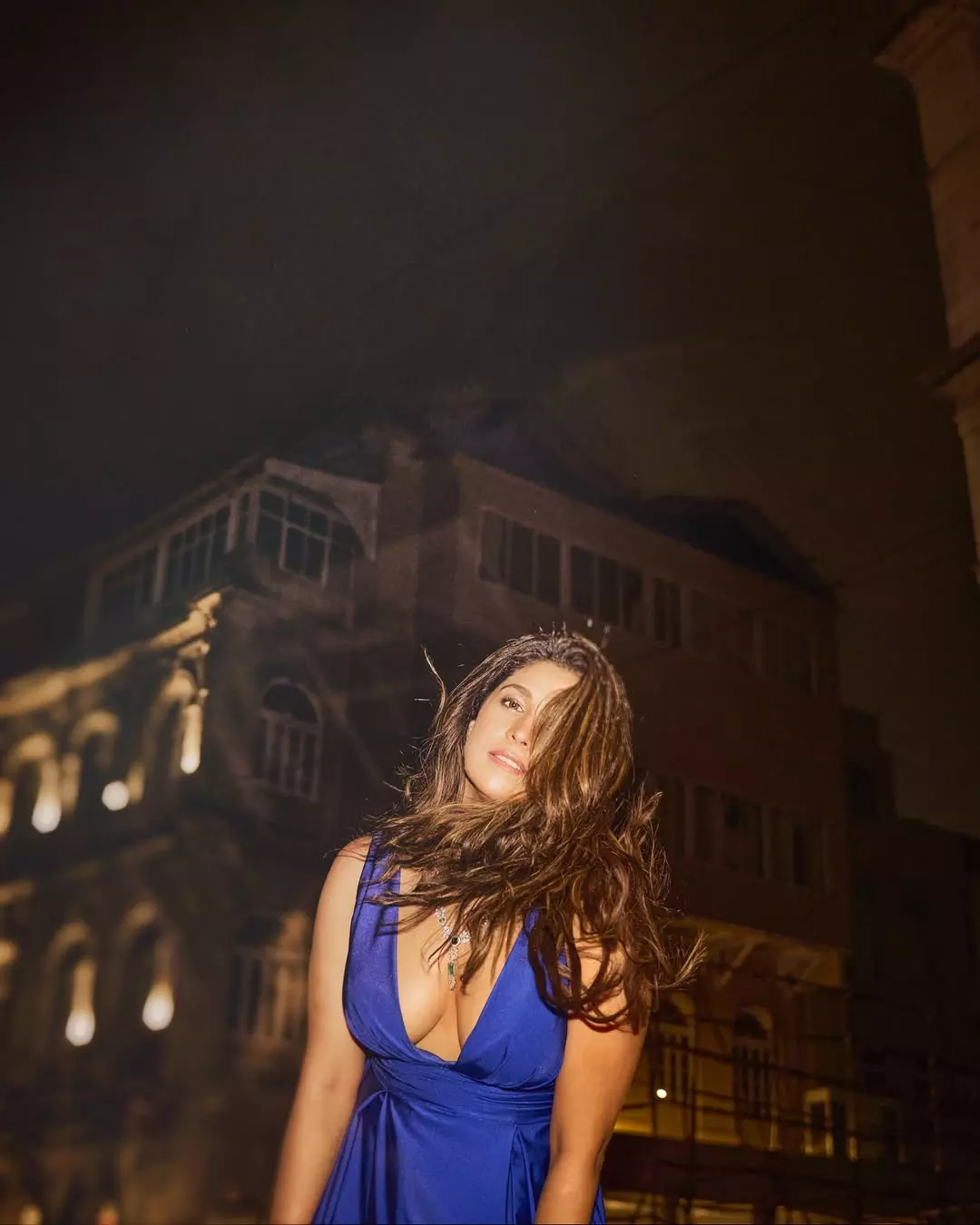 Harleen Sethi in Elegant Blue Dress for Night Shoot