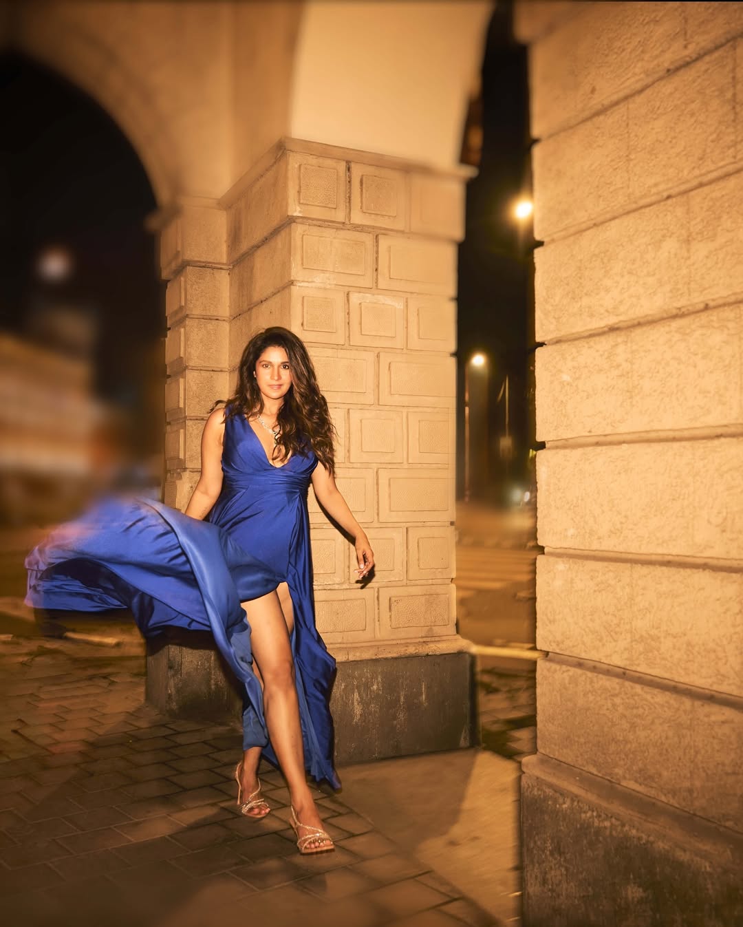Harleen Sethi in Elegant Blue Dress for Night Shoot