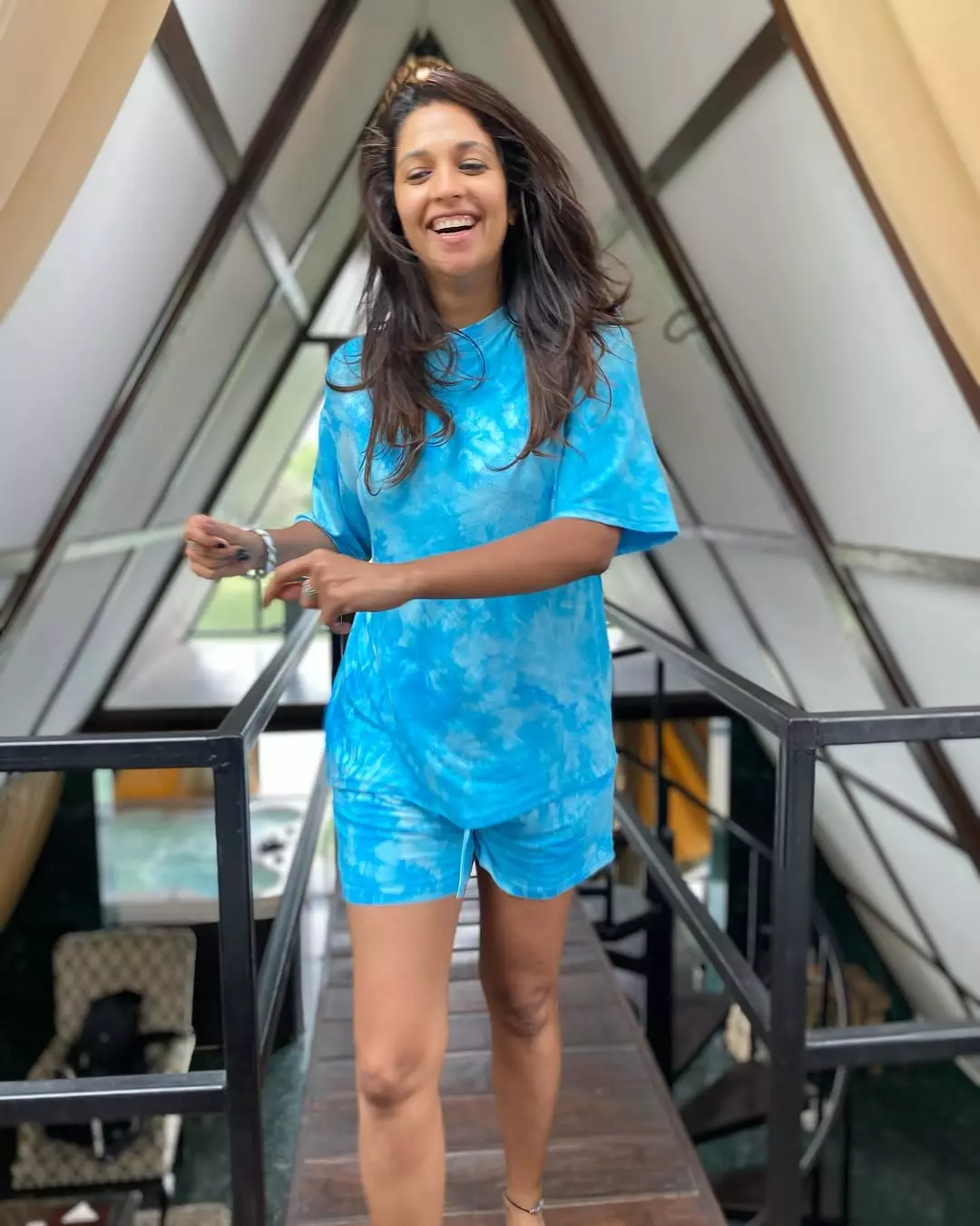 Harleen Sethi in Elegant Blue Dress for Night Shoot