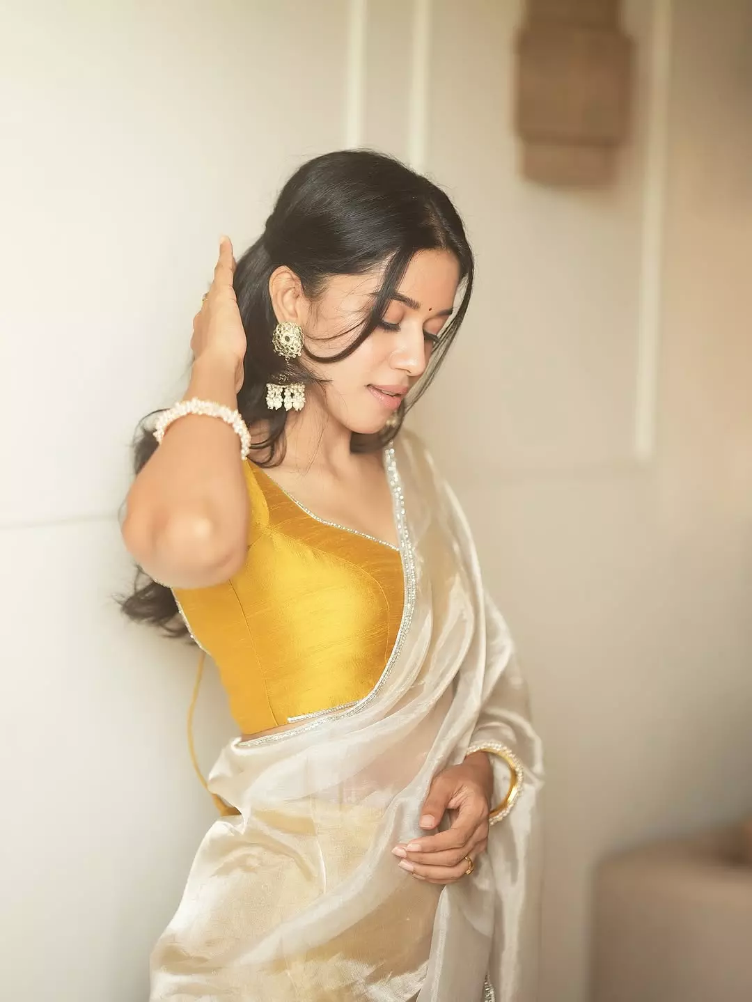 Mirnalini Ravi in Ethereal Saree  Elegance