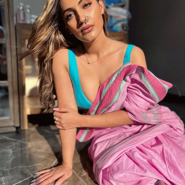 Golden Hour Glow: Shivangi in Pink Draped Perfection