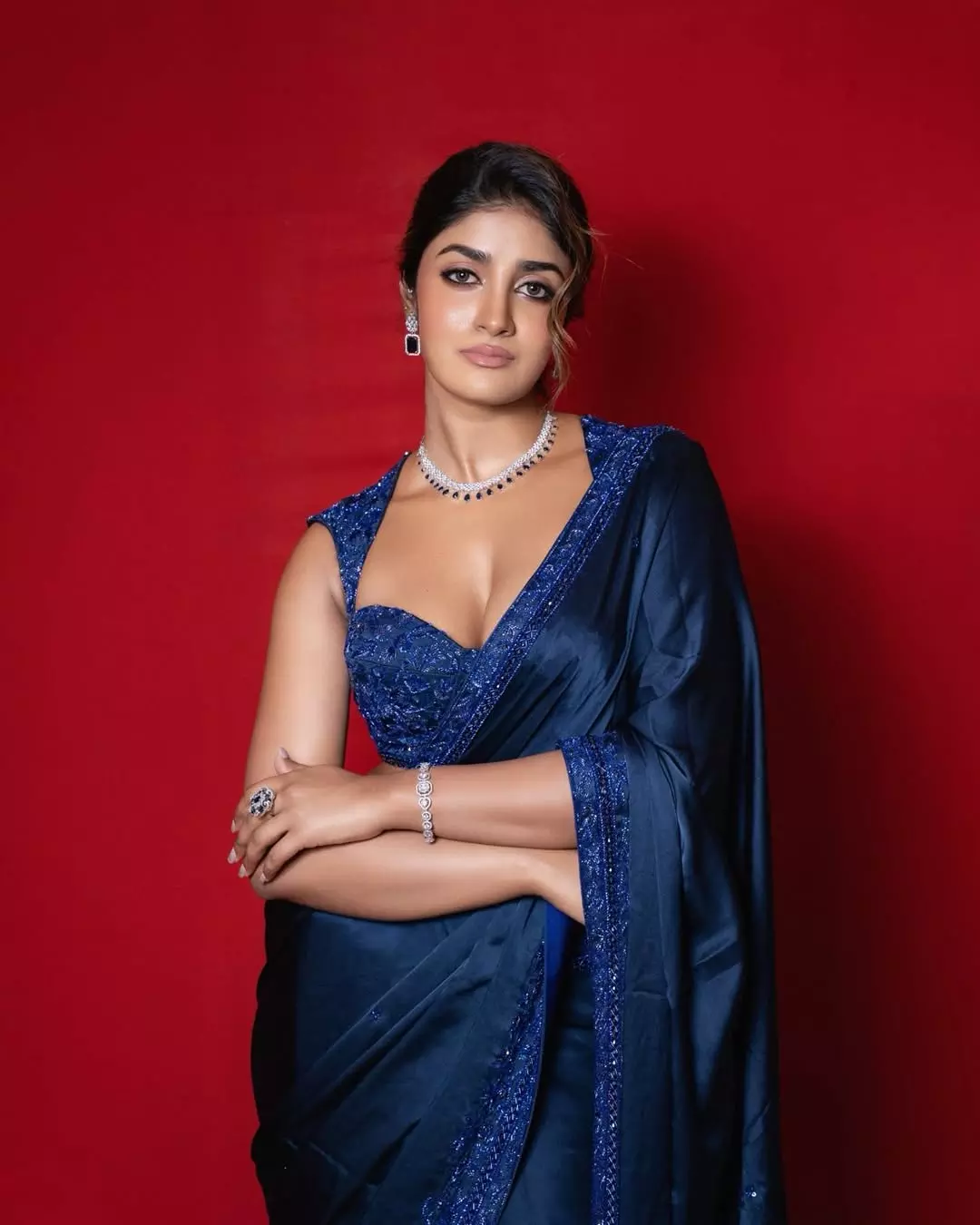 Dimple Hayathi’s Blue Saree Moment Is Hard to Miss