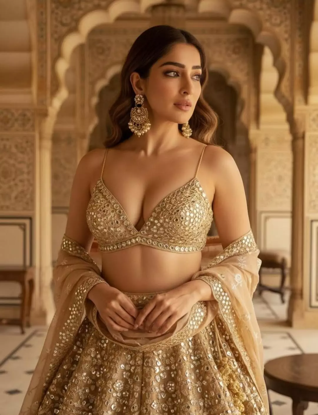 Raai Laxmis Golden Grace: Timeless Elegance in Royal Attire