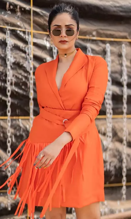 Sreemukhi Stuns in Vibrant Designer Outfit