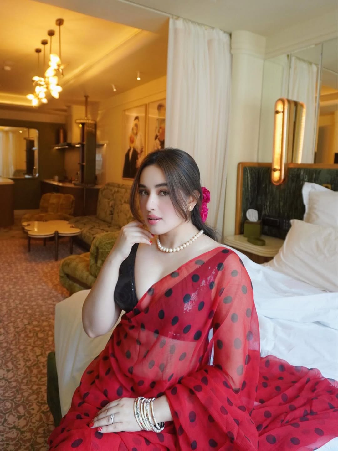 Aditi Budhathokis Red Saree Look Defines Timeless Beauty