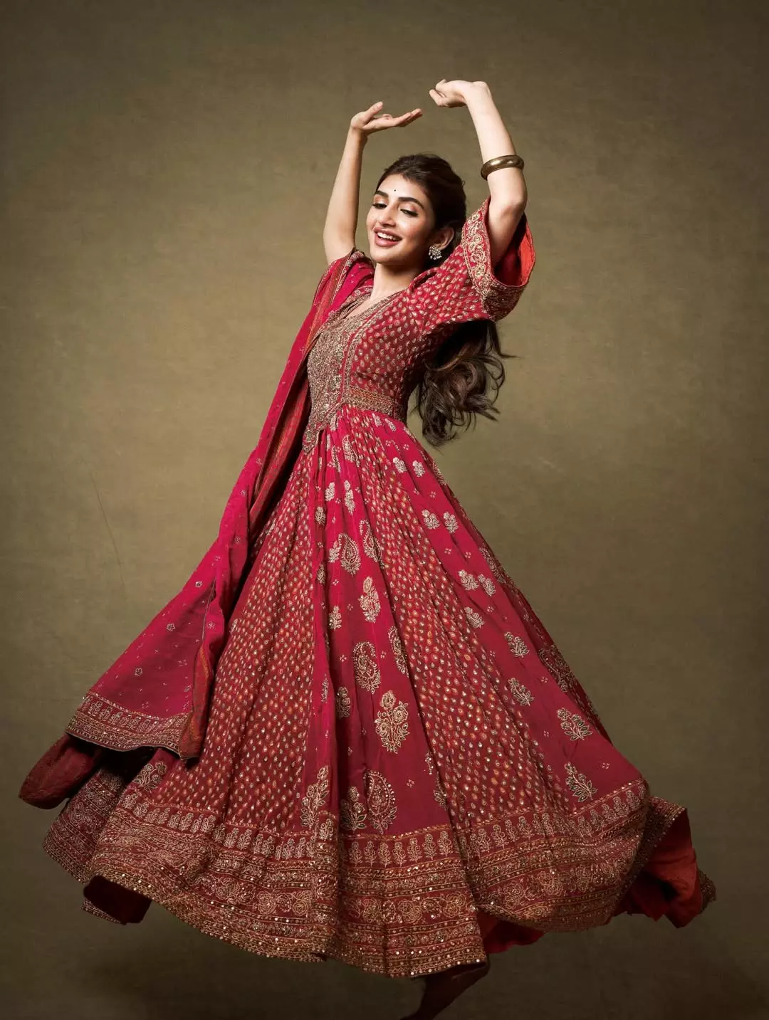 Sreeleelas Regal Maroon Magic: Timeless Ethnic Elegance