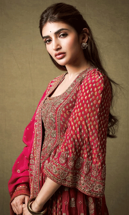 Sreeleelas Regal Maroon Magic: Timeless Ethnic Elegance