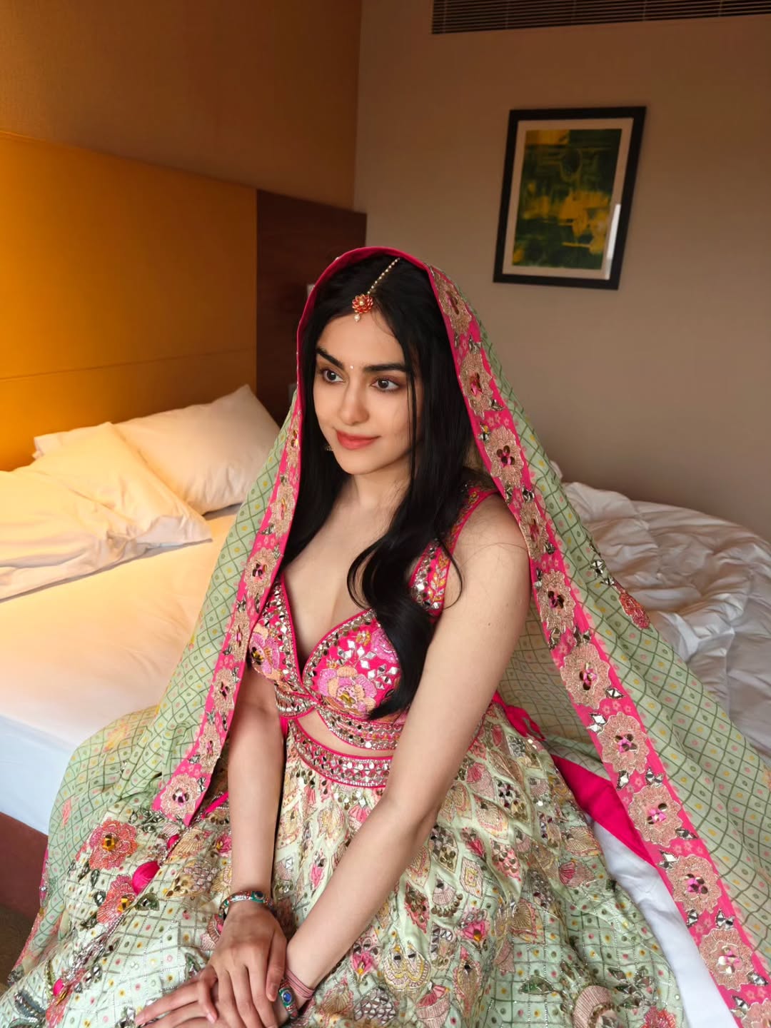 Adah Sharma Looks Ethereal in Pink Lehenga Amid Nature