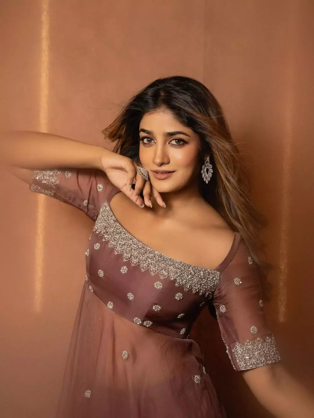 Dimple Hayathi Elegance Shines in Stunning Mauve Fashion Portrait