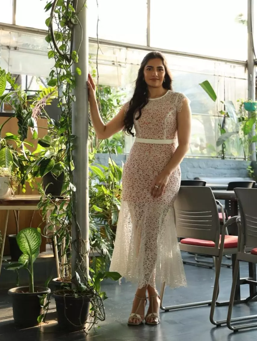 Rukmini Vasanth’s Timeless Elegance in Ivory Lace