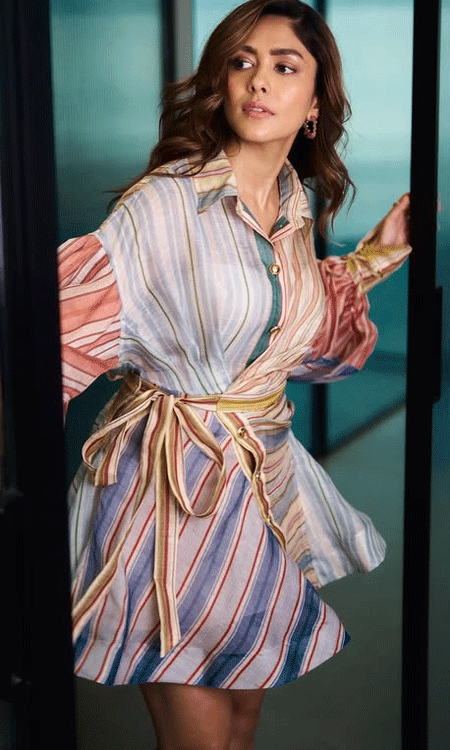 Mrunal Thakur Sets Major Fashion Goals in Striped Elegance