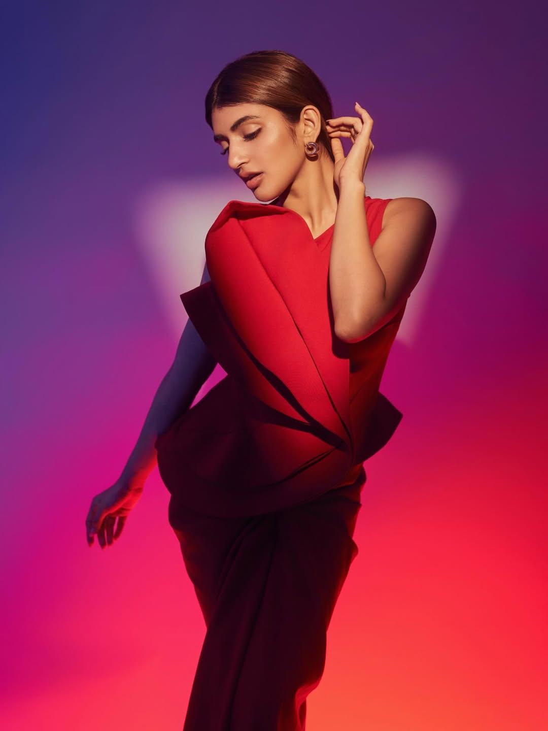 Sreeleela Shines in Red Avant-Garde Look