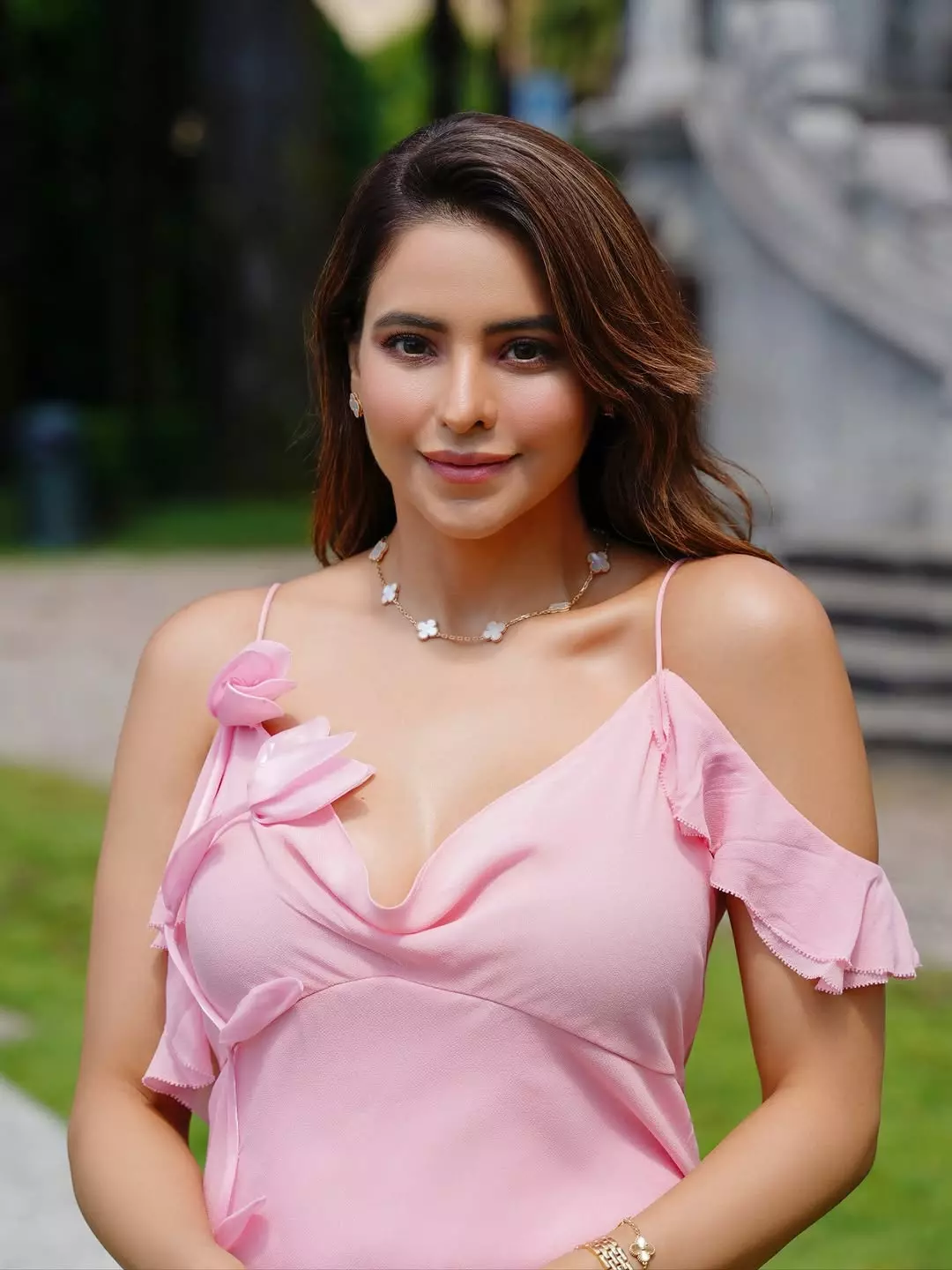 Aamna Sharif stuns in baby blue satin dress in dreamy floral photoshoot