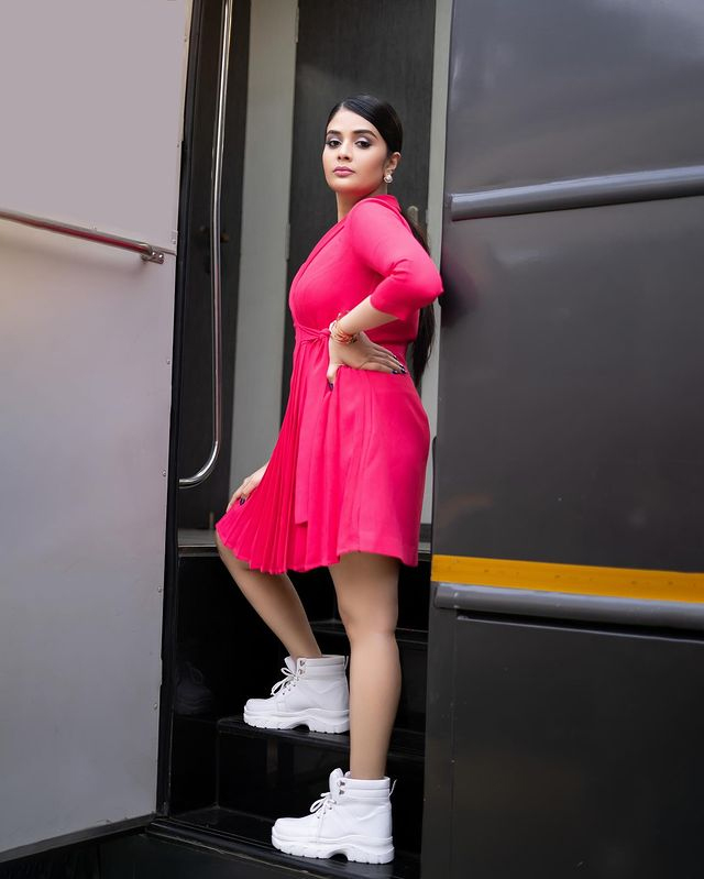 Sreemukhi Slays in Red with Effortless Elegance