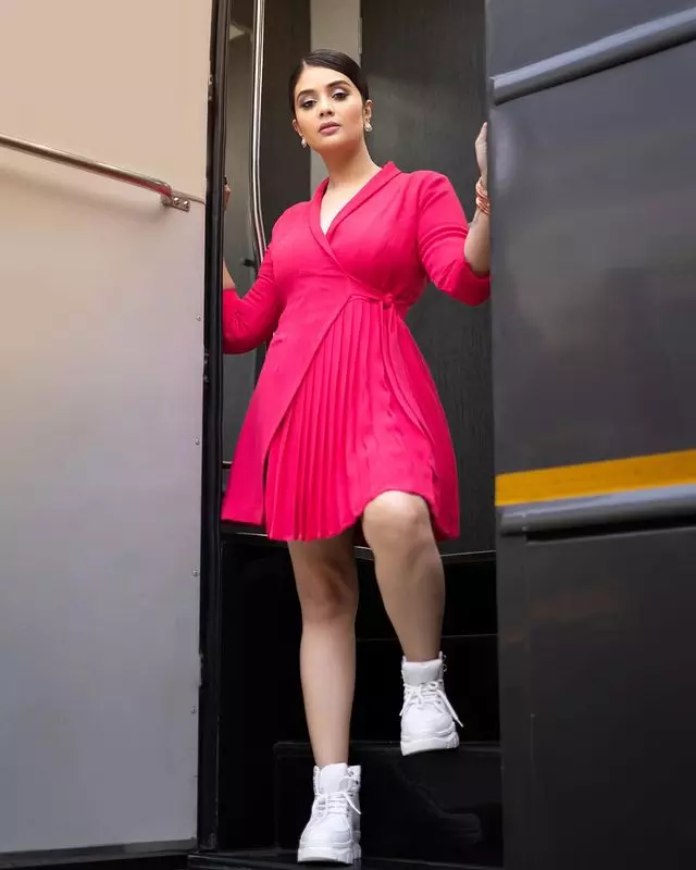 Sreemukhi Slays in Red with Effortless Elegance